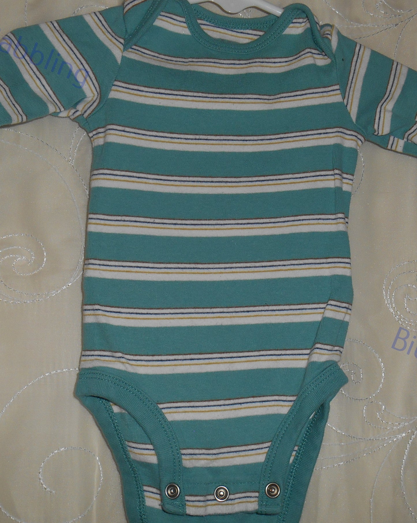 Baby Gap Green Striped Teddy Bear