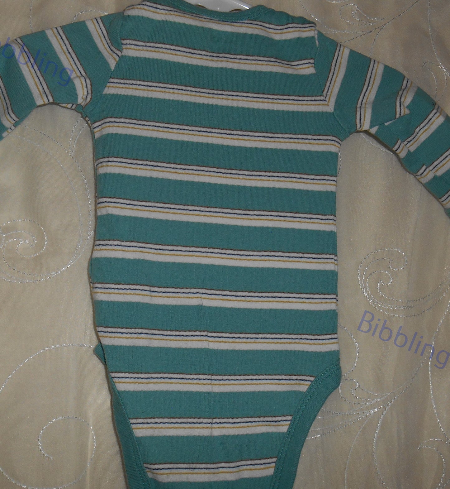 Baby Gap Green Striped Teddy Bear