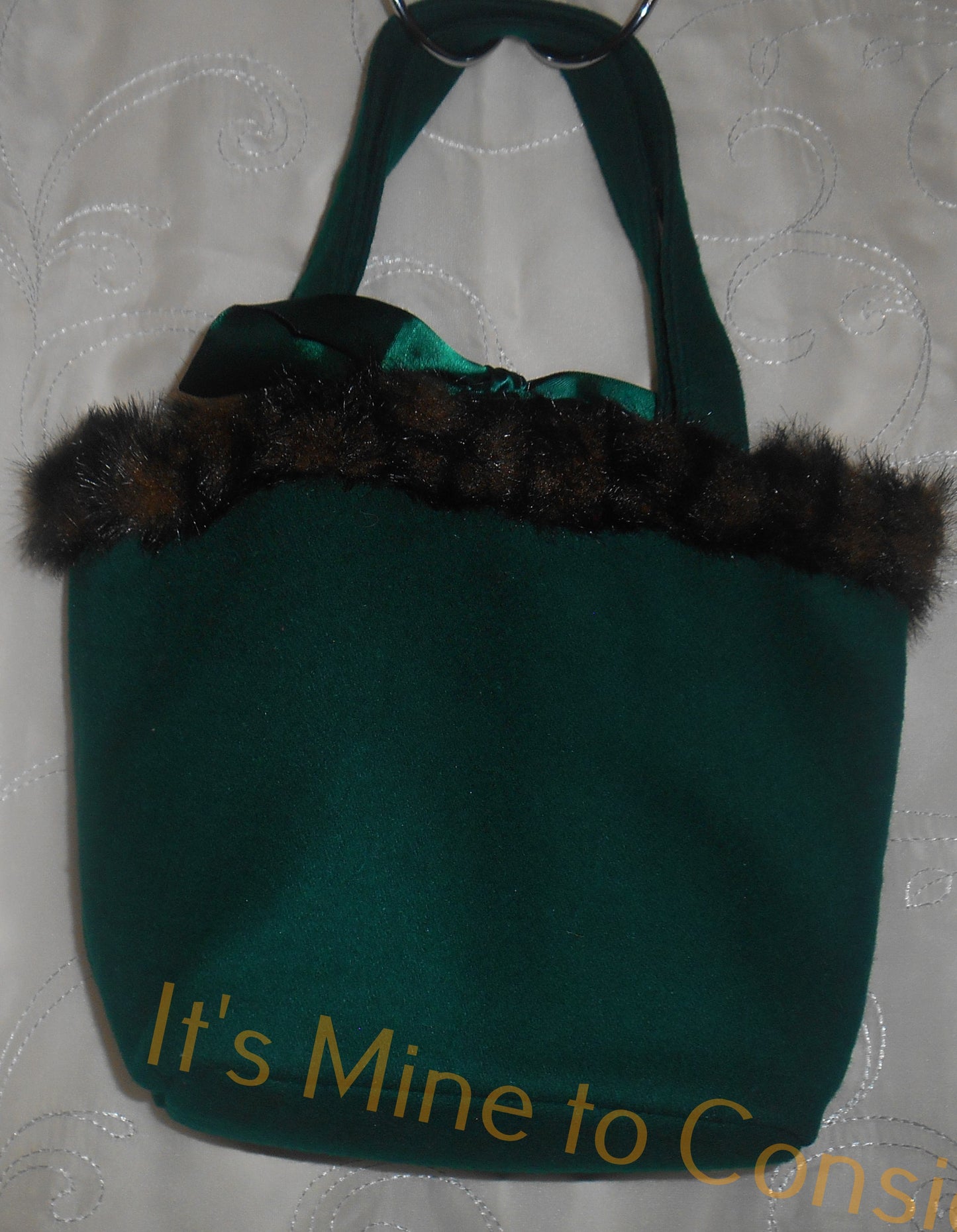 Green Purse with Fur Collar