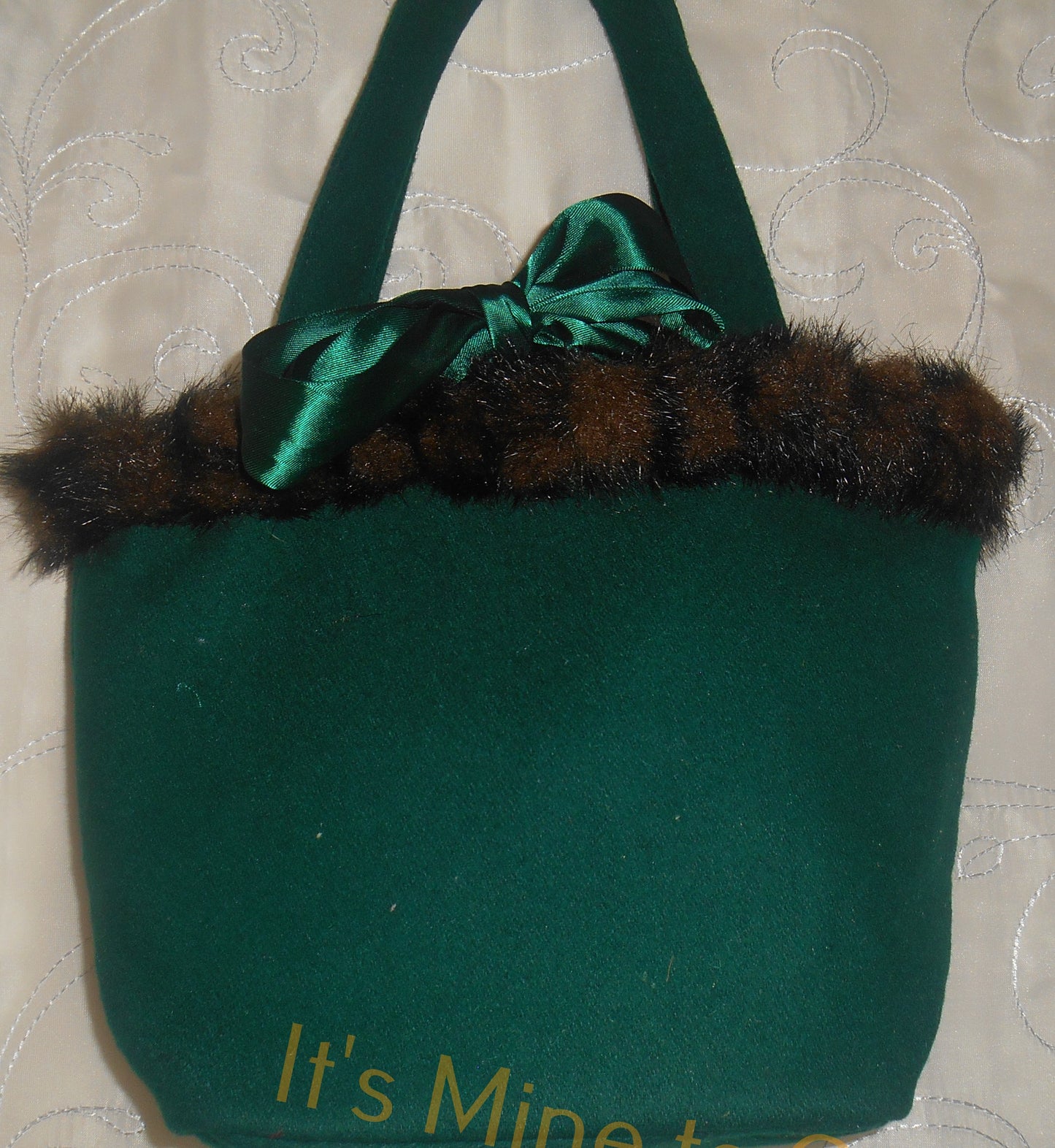 Green Purse with Fur Collar