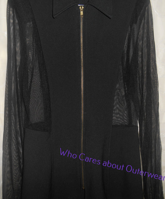 Women's Black Jacket with Sheer Sleeves