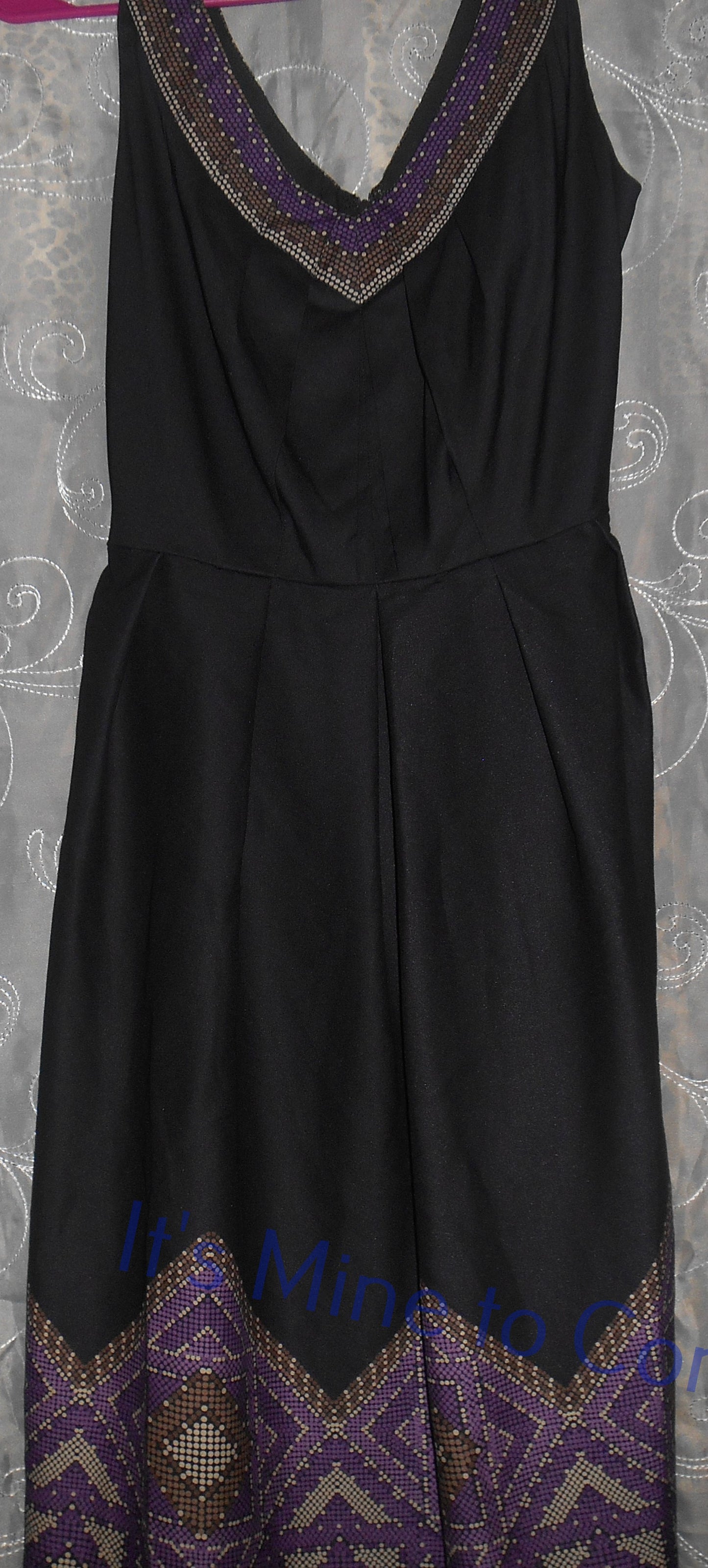 Jones NY Black Dress with Multicolor Hem