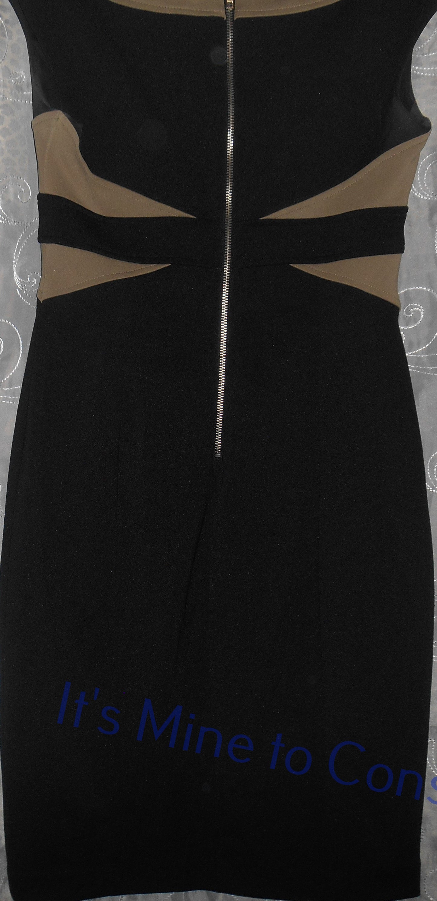 Maggy London Black Dress with Brown Trim