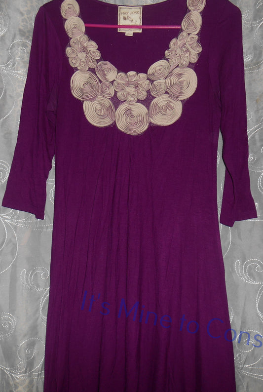 Pink Rose Maroon Dress w/Fancy Collar