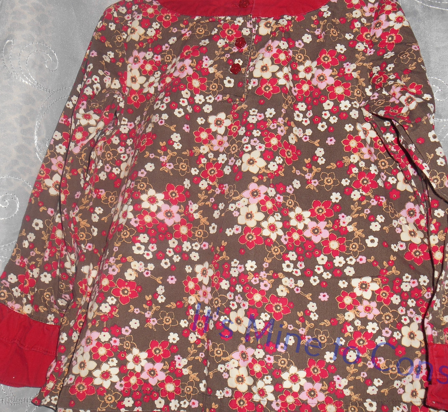 Wonder Kids Maroon Flowered Shirt