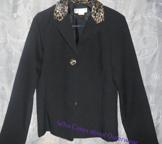 Alyn Paige Black Jacket w/Leopard Print collar