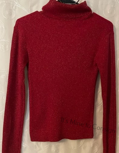 Faded Glory Red Sparkly Turtleneck