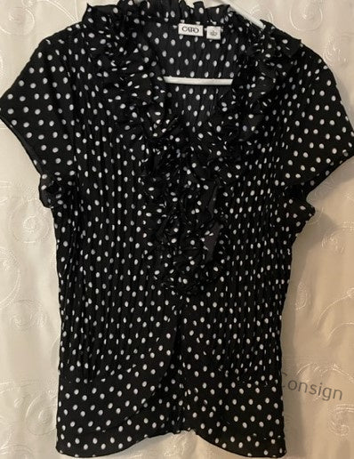 Cato Polka Dot Top w/Ruffles