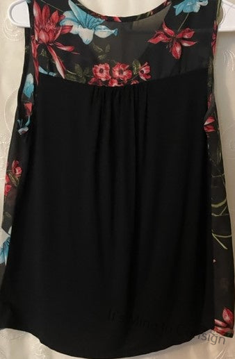 Tutta Bella Black and Red Flowered Top