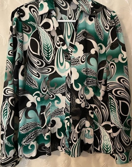 East 5th Black and Green Print Top