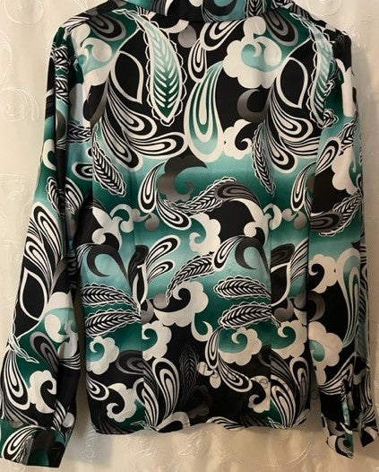 East 5th Black and Green Print Top