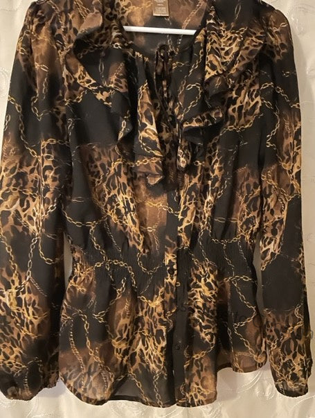 Ms. Tina Leopard Print Tie Up Blouse