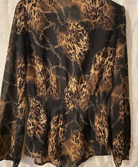 Ms. Tina Leopard Print Tie Up Blouse