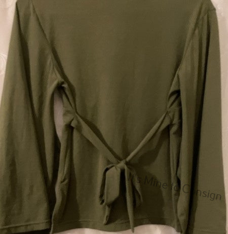 NYC Dark Olive Green Top with Slanted Sleeves