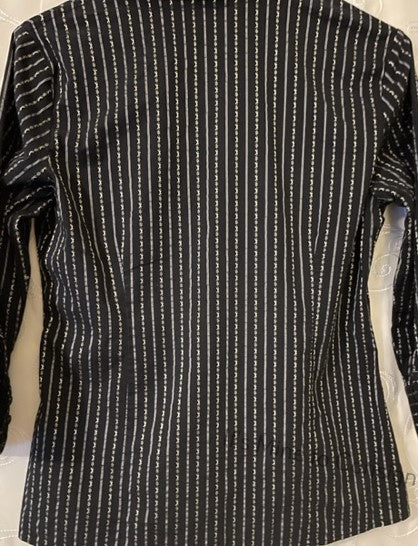 Cato Black Pinstripe Top with Quarter Sleeves