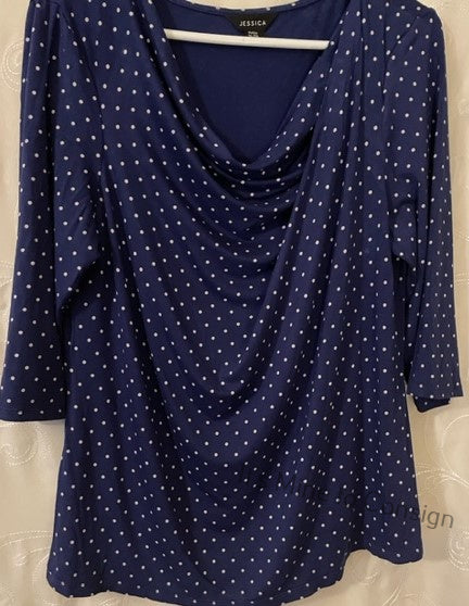 Jessica Navy Blue Polka Dot Shirt