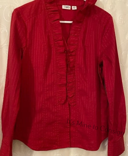 Cato Red Blouse with Ruffles