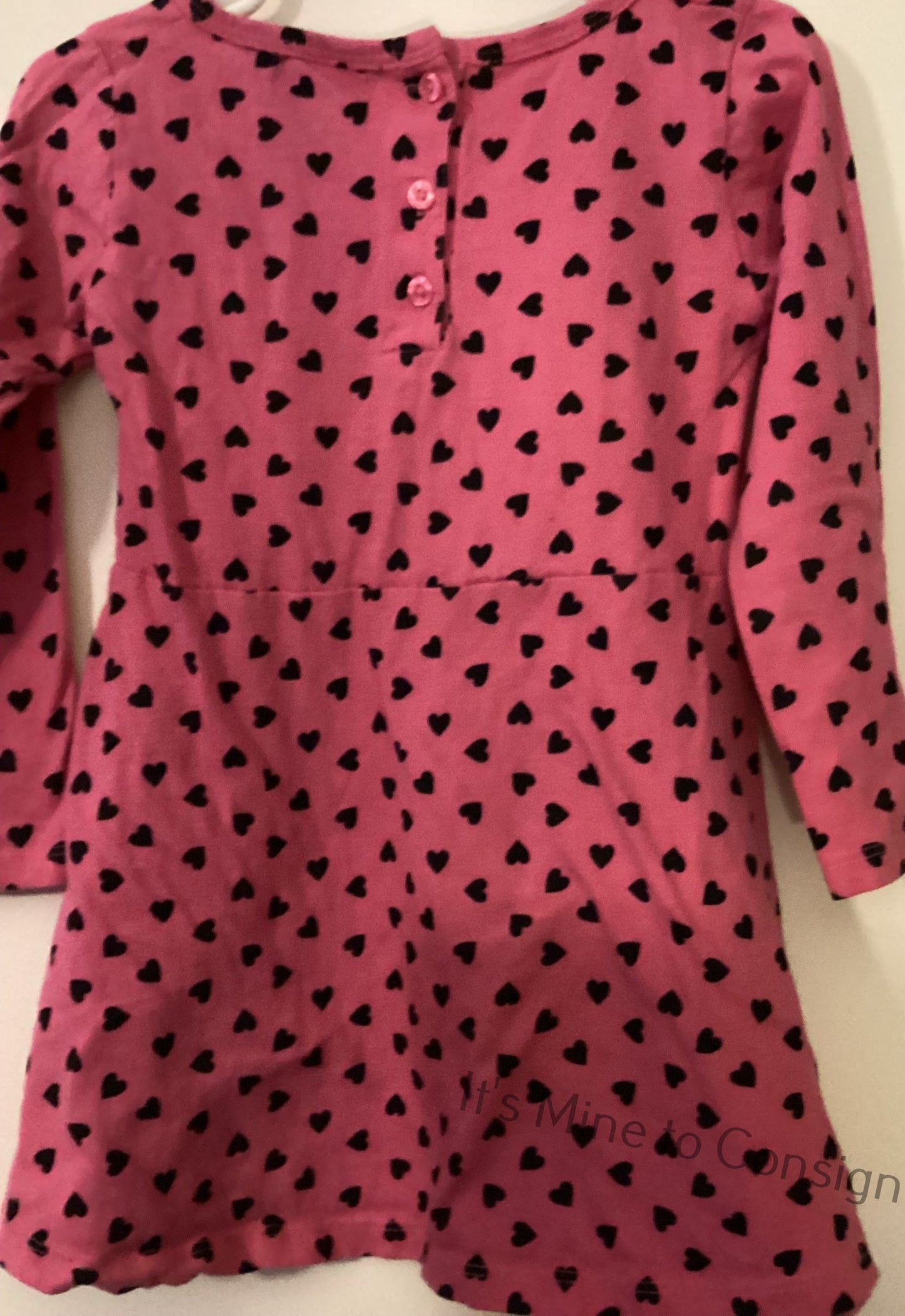 U S Polo Pink Dress w/Black Hearts